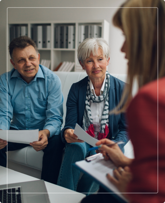 couple consulting with someone around direct cremation services