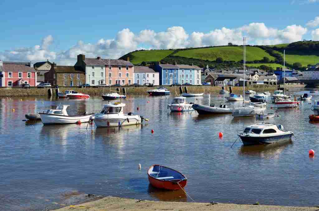 direct cremation in Ceredigion Wales - image of boats in Aberaeron harbour for location