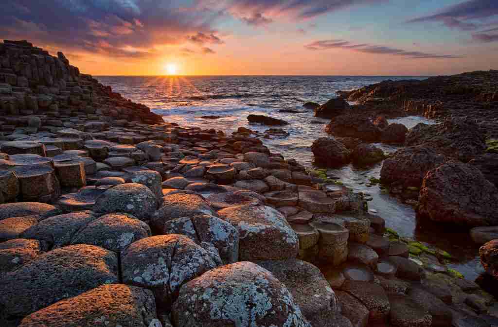Direct Cremation in County Antrim - image of Sunset over Giants Causeway for location