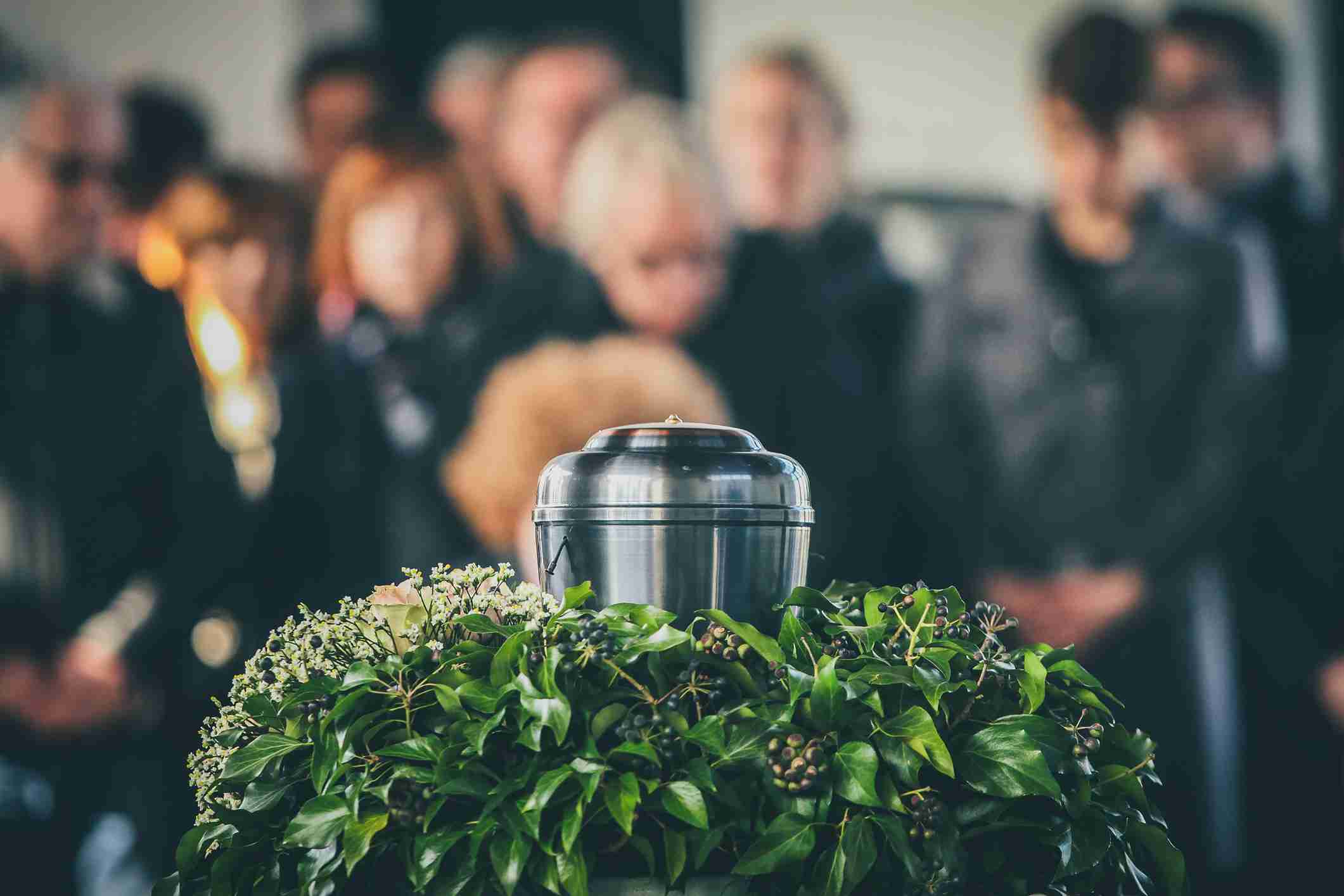 attended direct cremation - an urn resting at an attended cremation