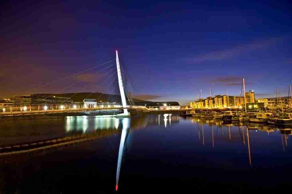 direct cremation in swansea - Night Shot Of Swansea's Sail Bridge