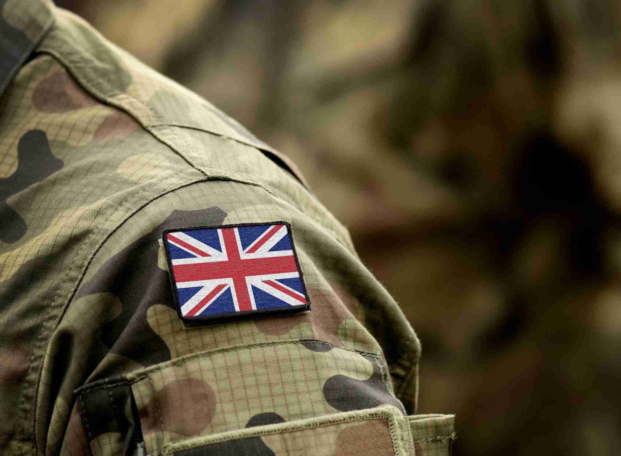veteran funeral benefits in the uk - Flag Of United Kingdom On Military Uniform.