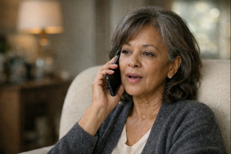 Lady talking on phone to arrange a best direct cremation