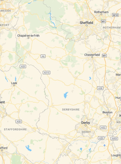 Derbyshire county map